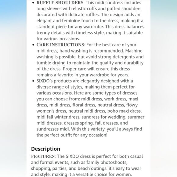 Sixdo Smocked Kaleidoscope Print Midi Dress Size Large NWT Bust 36 In - Picture 8 of 10